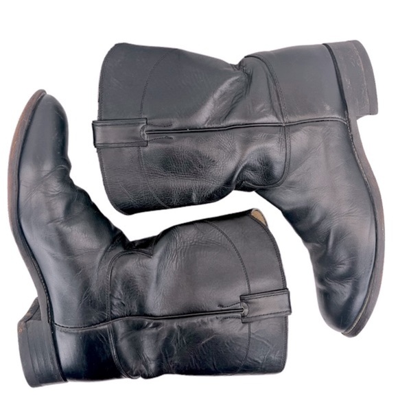 Justin Boots Ropers Collection Black Kipskin Western Boots - Picture 3 of 15